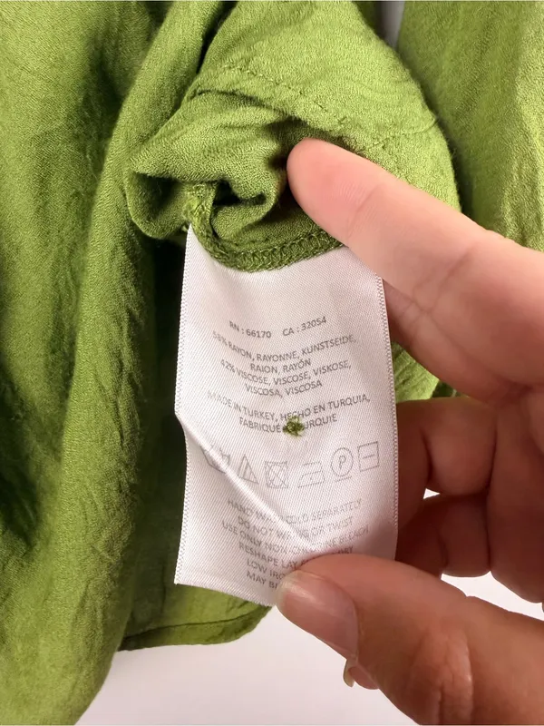 Maeve Anthropologie Green Kalas Button Henley Top Balloon Sleeve Shirt XS - Image 6