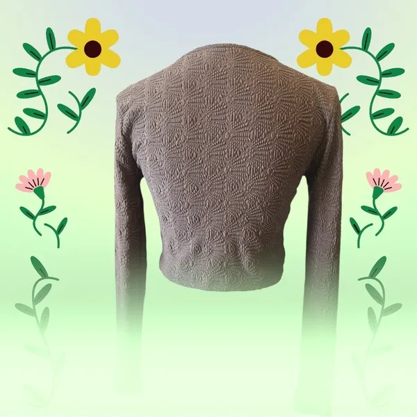 Zara Brown Fitted Long Sleeve Crop Top - Image 4