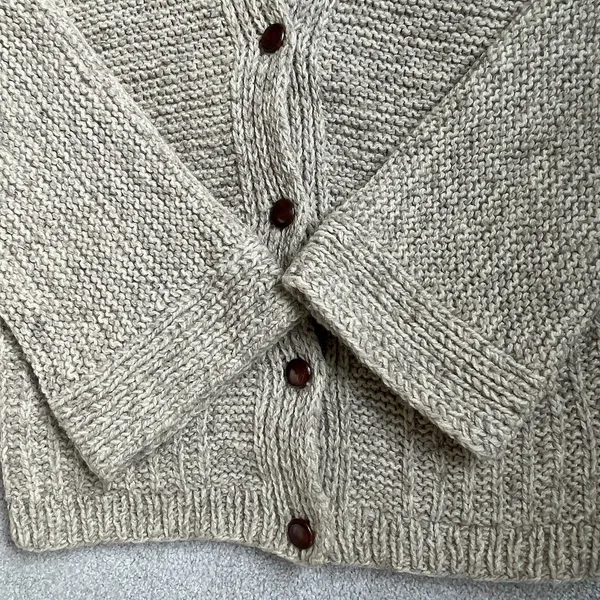 Casa Chia Vtg. 100% Wool Cardigan Sweater Bell Sleeves Cottagecore Beige Size L - Image 2