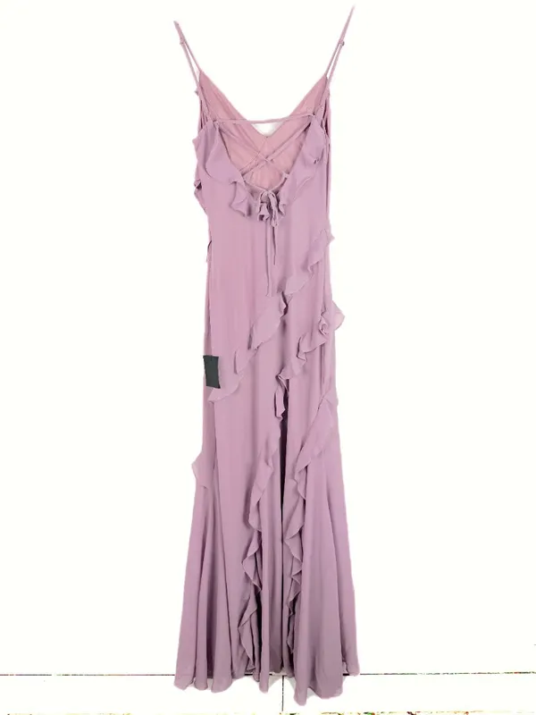 NWT Lulus Fancy Sweetness Lavender Ruffled Lace-Up Sleeveless Maxi Dress XXS - Image 10