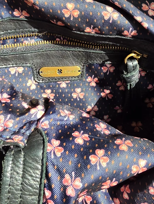 Lucky Brand Black Leather Fold Over Purse NO Shoulder Strap - Image 11