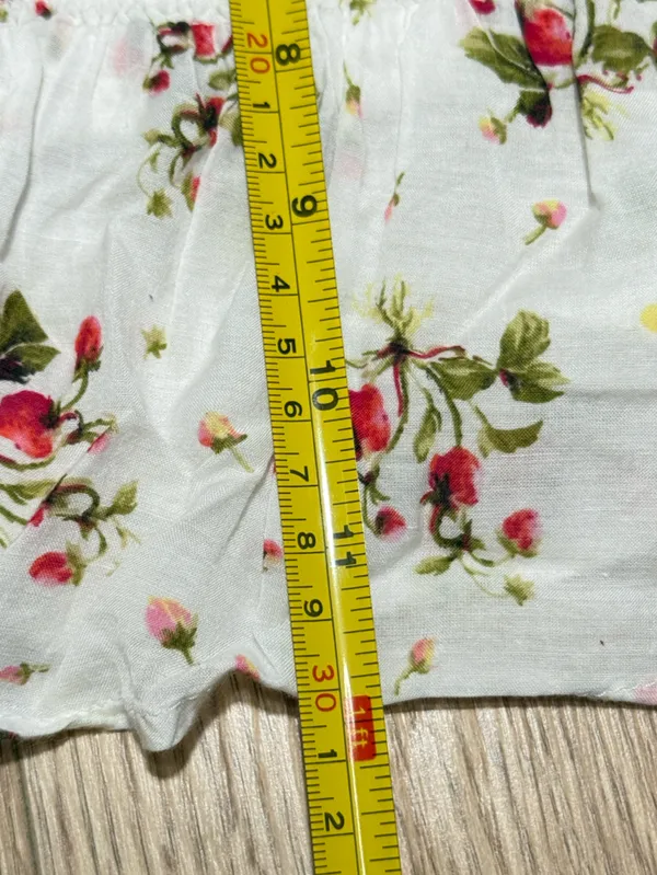 J. Crew White Floral Smocked Crop Top with Puff Sleeves and Peplum‎ - Image 5