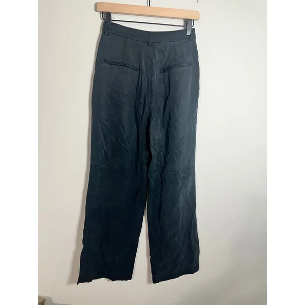 Reformation Mason Pant Black High Waisted Wide Leg Pleated Trousers 4P - Image 7