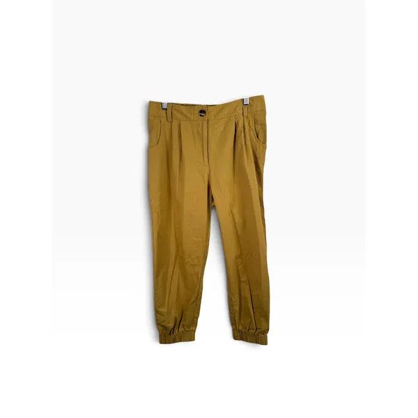 Halara Mid Rise Casual Joggers Yellow Jasmine 100% Cotton Utility Womens Medium - Image 2