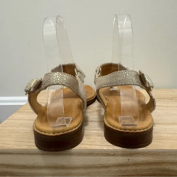 Sperry Abbey‎ Sparkle Platinum Leather Buckle Sandals 8 - Image 6