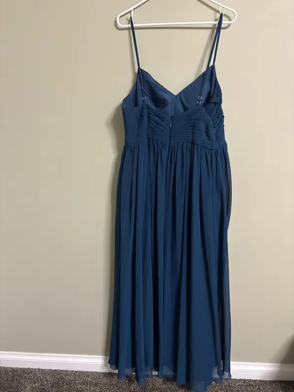 Azazie Blue Bridesmaid Dress Size 16 Sleeveless Maxi Prom Formal Side Slit - Image 2