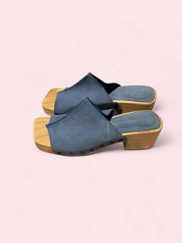 Made in Spain Navy Suede Block Heel Mules - Image 5