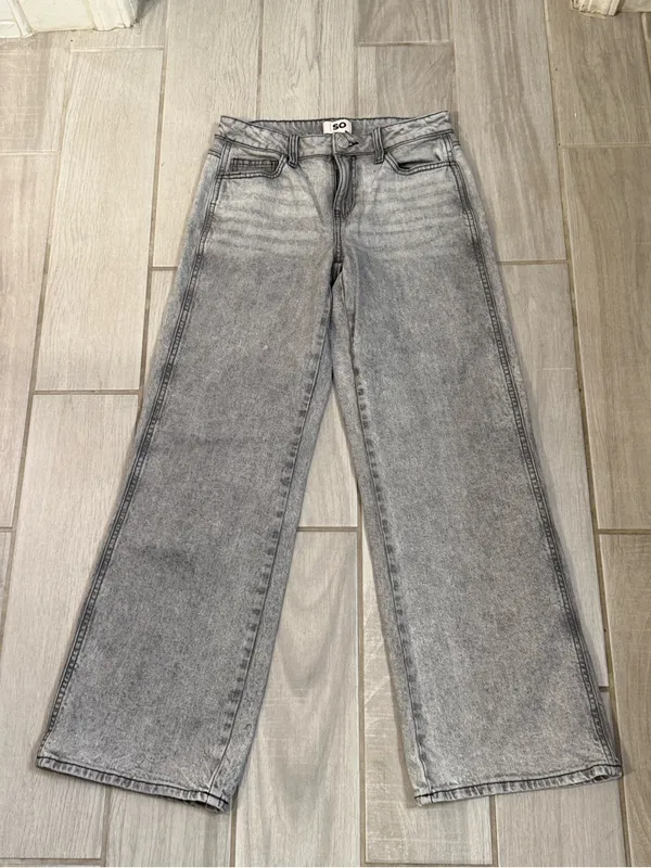 SO Wide-Leg High-Rise Jeans - Grey Mineral Wash - Image 2