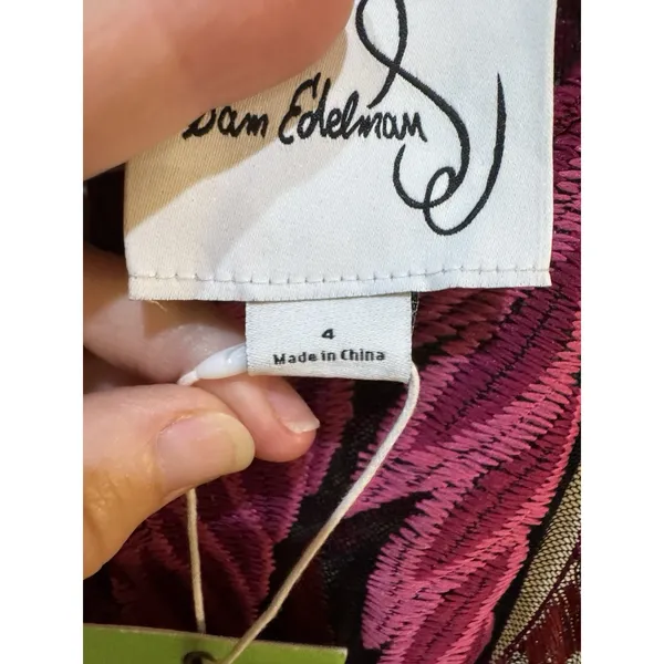 Sam Edelman Laurel Leaf Embroidered Mesh Midi Dress Size 4 Pink Magenta - Image 8