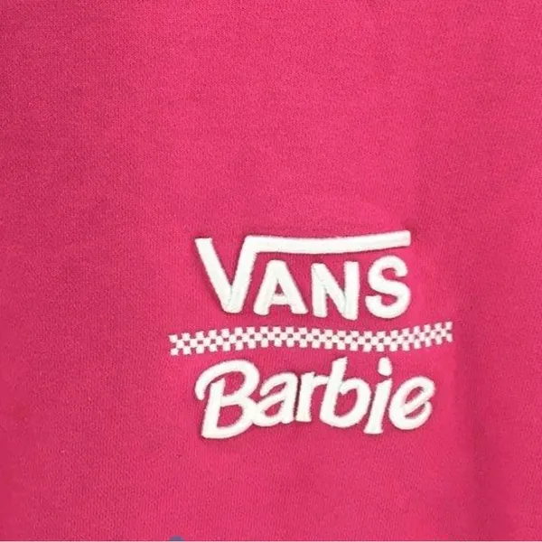 Vans x Barbie Rene Hot Pink Oversized Long Sleeve Crew Sweatshirt Large NEW - Image 6