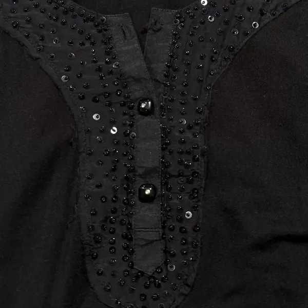 Free People Black Beaded Mini Tank Dress Boho Festival Y2K Flowy Cottagecore M - Image 4