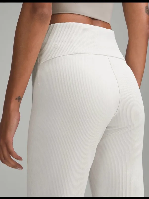 Lululemon Ribbed Softstreme Zip Leg Flared Pant in Bone NWOT - Image 3