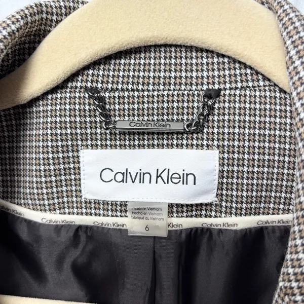 Calvin Klein Notch collar Women's‎ Checkered Blazer Size 6 - Image 6