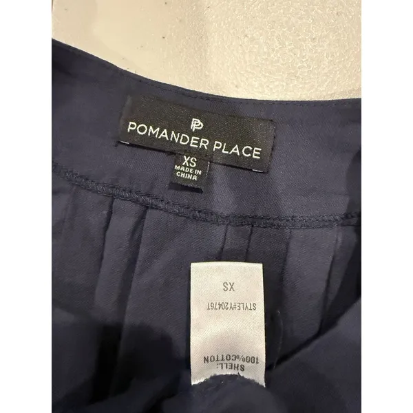 Pomander Place Finley Flutter Sleeve Top Womens XS Navy 100% Cotton Work Minimal - Image 3