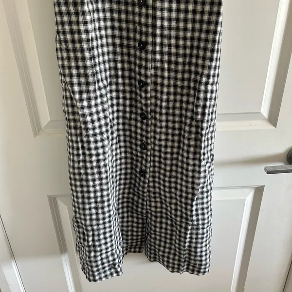 Quince Black and White Gingham Button-Front Midi Dress - Image 3