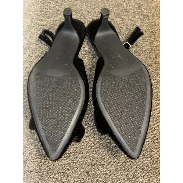 Sophia Taylor Madison Bow Black Velvet Sling Back Kitten Heels Sz 12 - Image 3