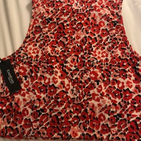 Bebe red black white sleeveless tank - Image 3