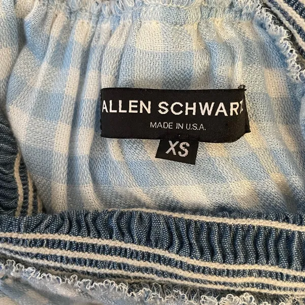 💥ALLEN SCHWARTZ Delilah Blue Gingham Smocked Waist Knee Length Dress XS💛 - Image 11