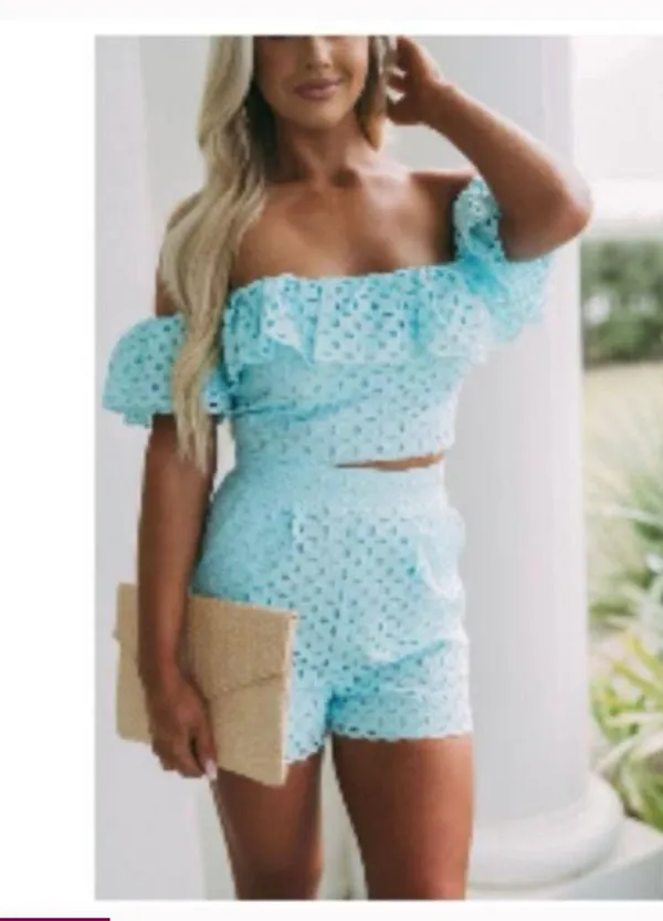 These Three Boutique Aqua Eyelet Set - Image 2