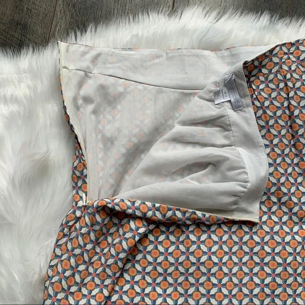 Promod French Designer Skirt Orange White Size 6 - Image 8
