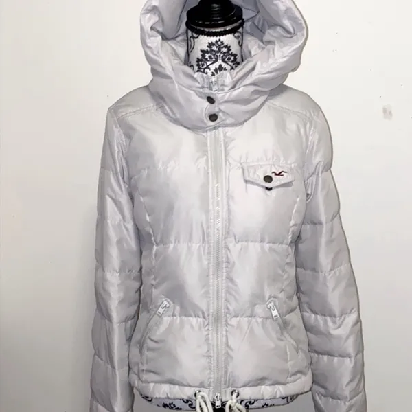 Hollister Down & Feather Fill Puffer Hooded Jacket Size Large - Image 2