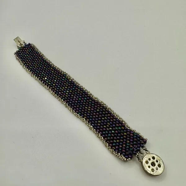 Purple beaded wide bracelet - Image 6