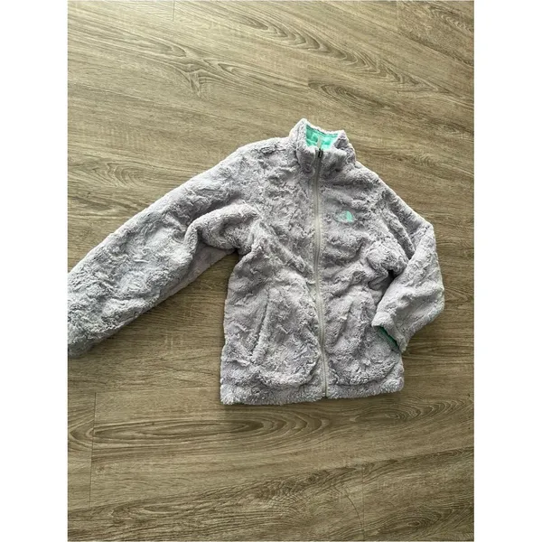 The North Face Fleece Sherpa Puffer Jacket Gray Aqua Women’s XS Reversible Osito - Image 4