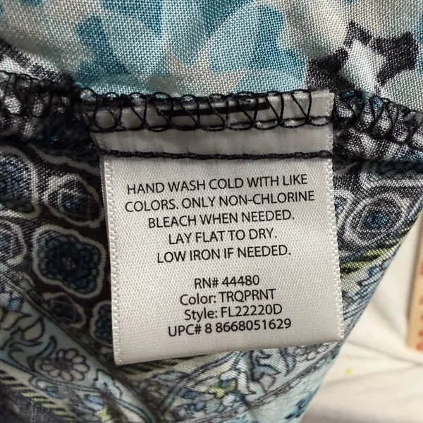 Faded Glory XL Blue Patchwork Floral Spaghetti‎ Strap Smocked Waist Maxi Dress - Image 5