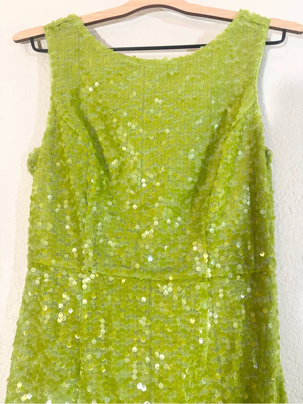 Marc New York Sequin Lime Green Mini Dress Vintage Size 4 - Image 5