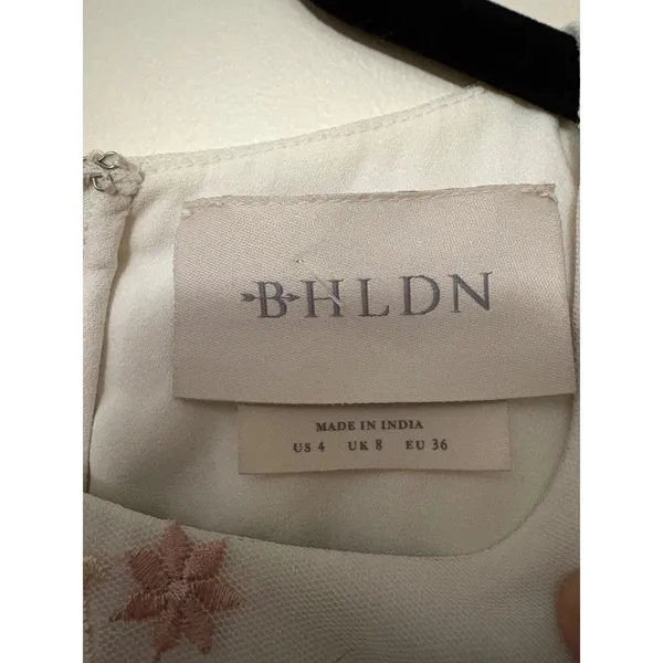 BHLDN Ivory Floral Embroidered Tulle‎ Midi Dress Sleeveless Size 4 New - Image 6
