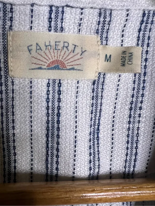 FAHERTY Paradise Point Stripe Linen Shirtdress. Size Medium. NWOT - Image 9