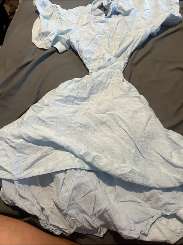 Tularosa Light Blue Flutter Sleeve Fit-and-Flare Dress - Image 6