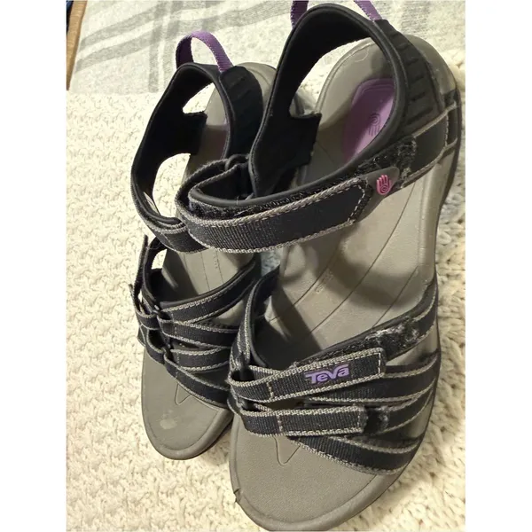 Teva Black and Purple Women's Outdoor Strappy Sandals 10 - Image 3