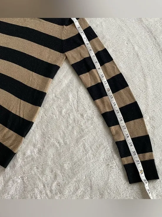 Michael Kors Gold and Black Striped Sweater size XS - Image 5