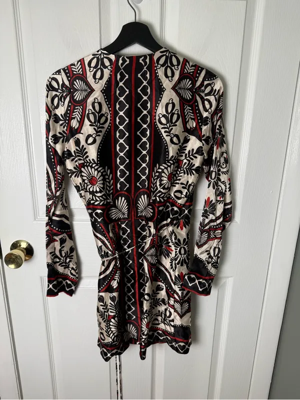 Farm Rio Passion Scarf Wrap Mini Dress XS - Image 9