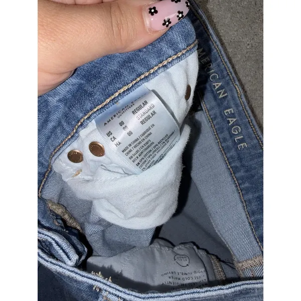 American Eagle Super High Rise Baggy Wide Leg Jeans Women's 00 EUC - Image 6