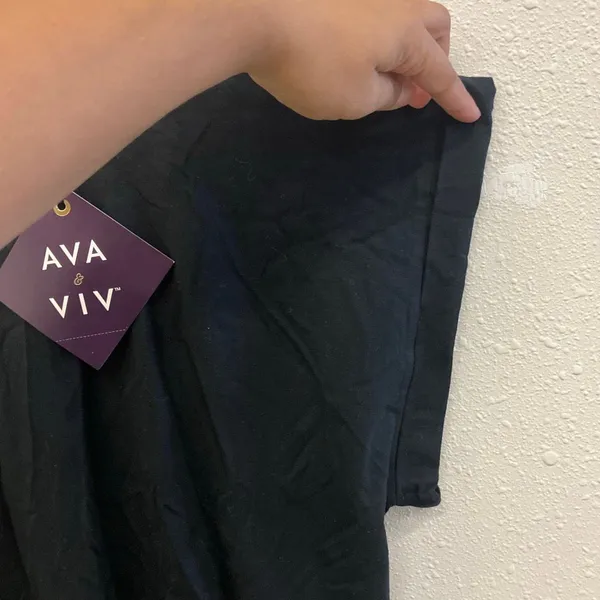Ava & viv black short sleeve tie front basic tee NWT - Image 4