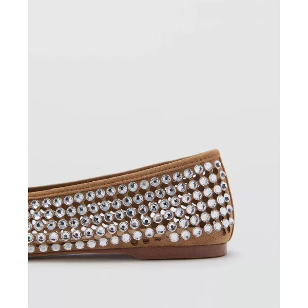 MNG Mango Glam Rhinestone Die Cut Ballet Casual Cream Elegant Flats EU 40 US 9 - Image 8