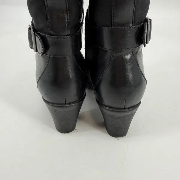 Clarks Womens‎ Black Leather Knee High Boots Square Toe Block Heel Size 8M - Image 3