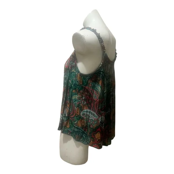 Maurices Women's Paisley Ruffle Strap Tank Top Standard Size L Blue Multicolor - Image 2
