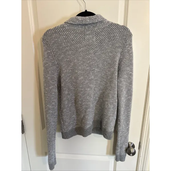 Hollister Jacket Women's Large Gray Knit Asymmetrical Zip Sweater Moto Style‎ - Image 5