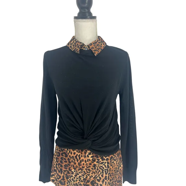 Veronica Beard Phebe Mixed Media Merino Wool Top Black XS‎ - Image 6