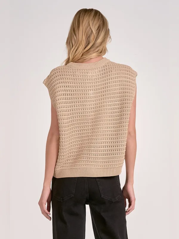 Elan Sleeveless Knit Sleeveless Sweater Cardigan - Taupe Size Medium - Image 2
