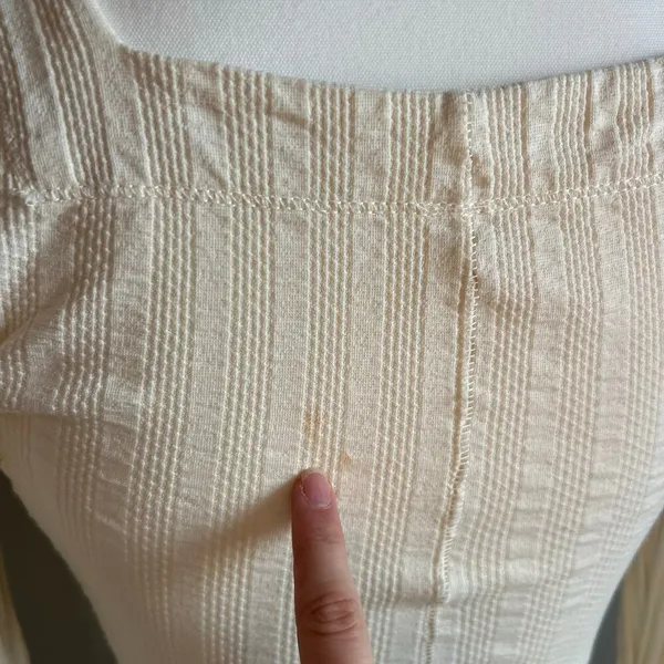 Free People Cottagecore Cream Ribbed Lacey Longsleeve Blouse Size Extra Small - Image 6