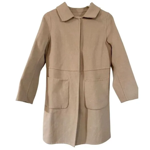 Collared beige wool blend lady jacket peacoat size small - Image 2