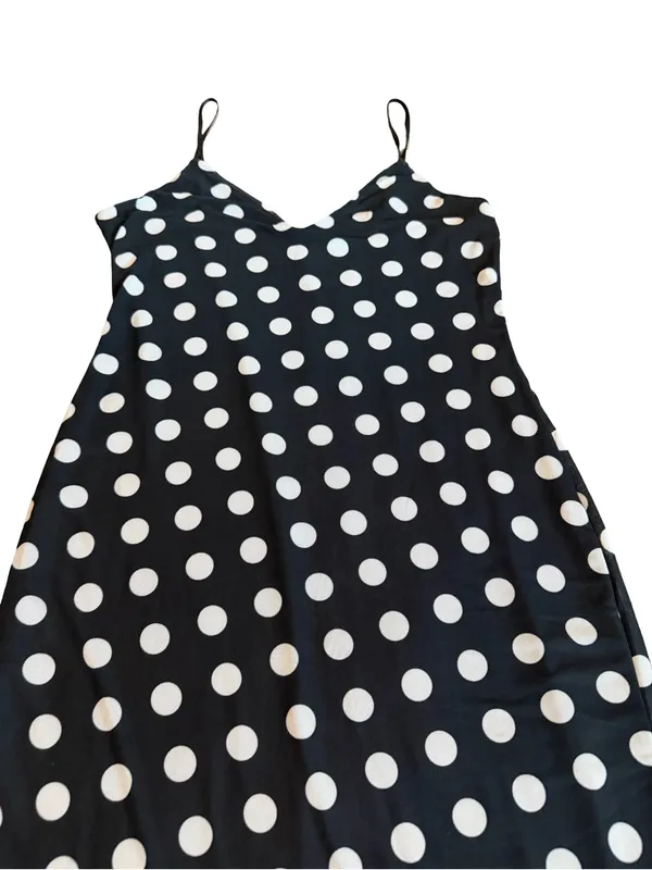 AFRM Black White Polka Dot Maxi Dress Side Slit V Neck Spotted Large Women's NWT - Image 3