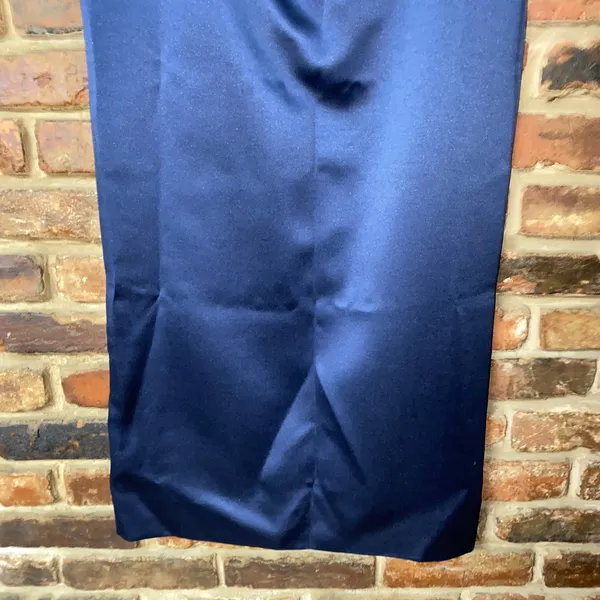 Nicole Miller Navy Blue Satin Evening Maxi Long Skirt Women's Size 6 - Image 3