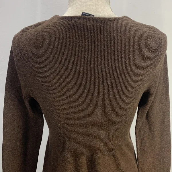 Sarah Spencer Wool Blend Brown V Neck Cardigan Sweater Size Large - Image 9