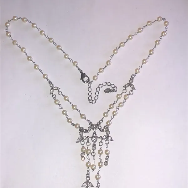 Monet Elegant Faux Pearl and Silver Tone Dainty Beaded Necklace - Image 5