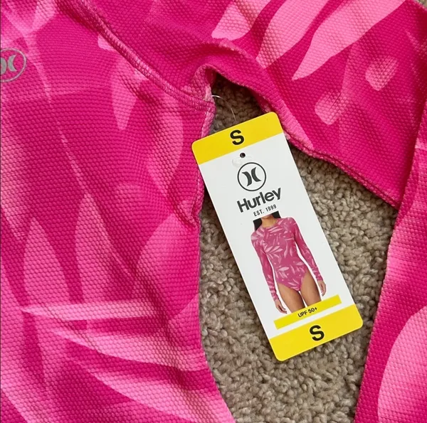 Hurley Pink Long Sleeve Swimsuit. S - Image 3